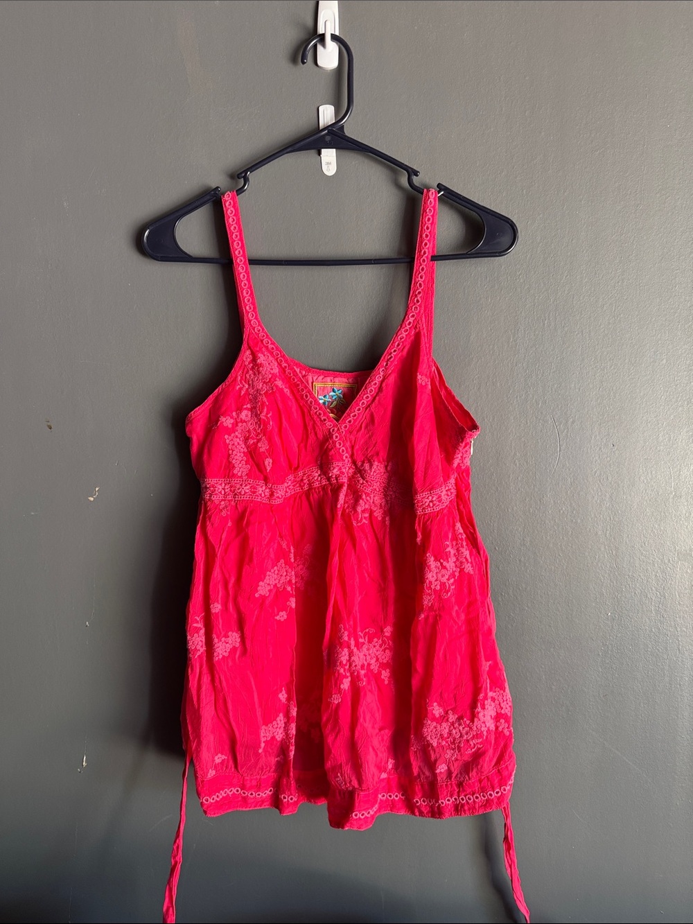 Johnny Was Bright Pink Lace-Trim Camisole Tank